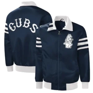 Men’s Chicago Cubs Navy The Captain Iii Full-zip Varsity Jacket