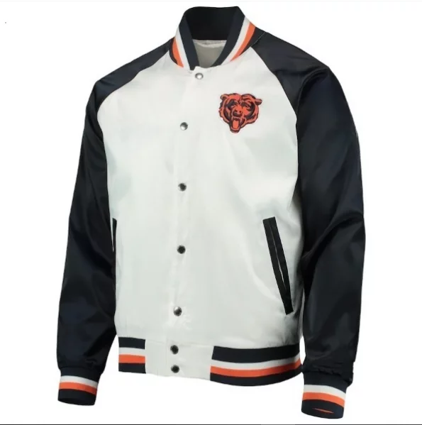 Men’s White navy Chicago Bears The Varsity Raglan Full-snap Jacket