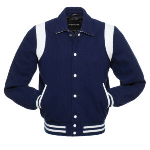 Navy Blue Wool Varsity Jacket