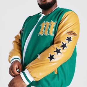Palm Springs Green And Yellow Letterman Jacket