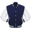 Purple And White Wool And Leather Varsity Jacket