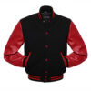 Red And Black Wool Leather Varsity Jacket