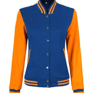 Womens Baseball Style Yellow And Royal Blue Wool Varsity Jacket