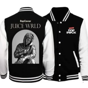 American Rapper Juice Wrld Black And White Letterman Jacket