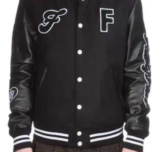 Family First Varsity Wool And Leather Full-snap Black Jacket
