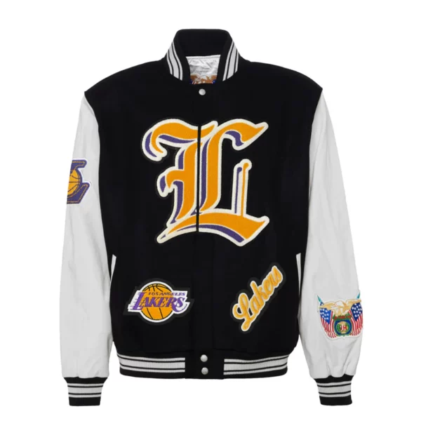 Lakers Wool & Leather Black Varsity Jacket