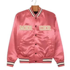 Mercer Pink Varsity Satin Jacket