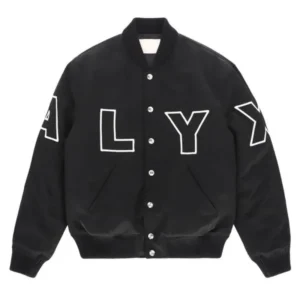 Alyx Satin Black Bomber Full-Snap Jacket