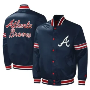 Atlanta Braves Midfield Navy Satin Jacket