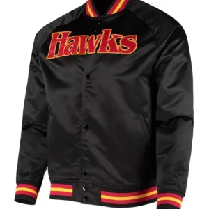 Atlanta Hawks Hardwood Classics Black Satin Jacket