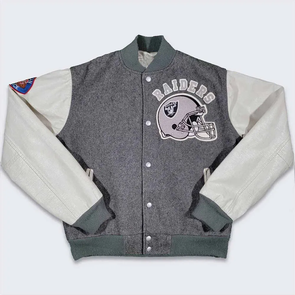 80’s La Raiders Varsity Gray And Cream Jacket