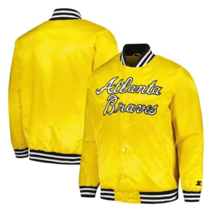 Atlanta Braves Gold Cross Bronx Fashion Varsity Satin Jacket