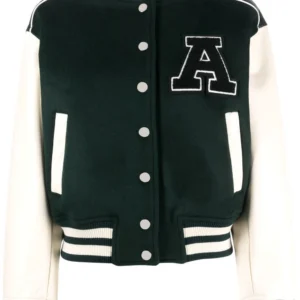 Axel Arigato Green And White Logo-patch Varsity Jacket