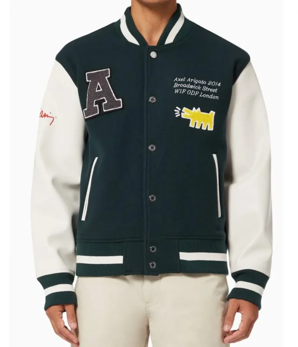 Axel Arigato Keith Haring Letterman Green And White Jacket