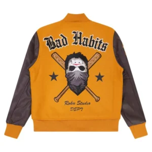 Bad Habits Yellow And Black Varsity Jacket