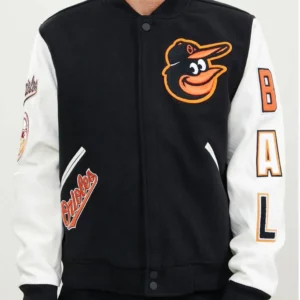 Baltimore Orioles Black And White Letterman Jacket