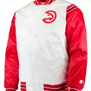 Atlanta Hawks Red and White Varsity Jacket