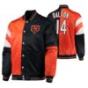 Embrace the Bears spirit with the Andy Dalton 14 Chicago Bears NFL Satin Jacket. Crafted in sleek satin, this jacket features the iconic Bears emblem and pays tribute to the quarterback