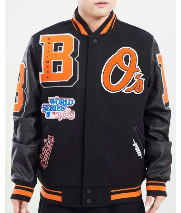 Baltimore Orioles Mashup Black Varsity Jacket