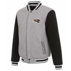 Baltimore Ravens Black and Gray Varsity Wool Jacket
