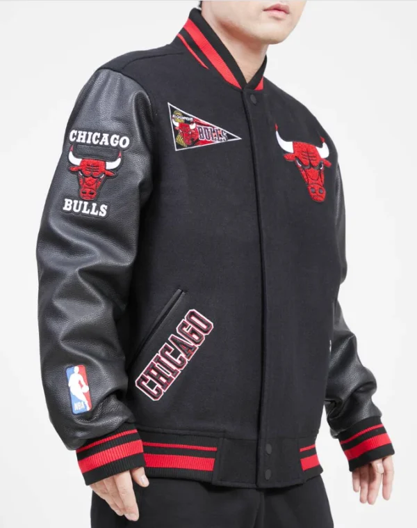 Black Chicago Bulls Pro Standard Flag Logo Jacket