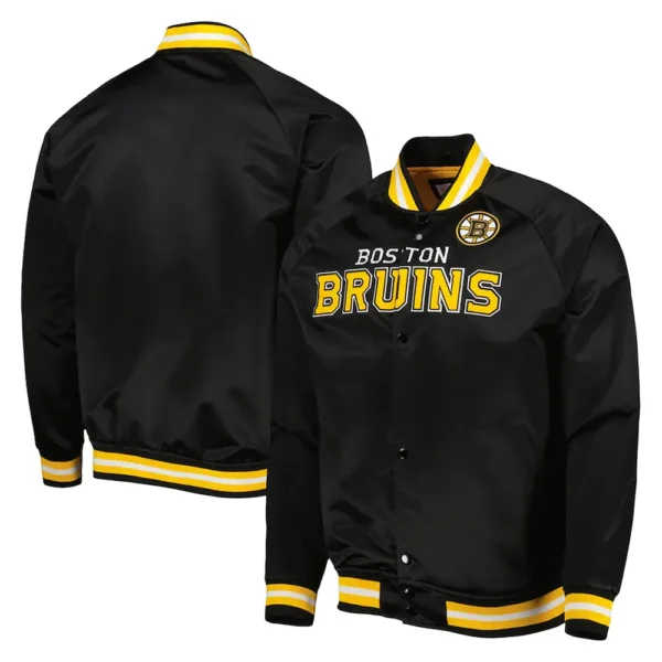 Boston Bruins Black Full-Snap Satin Jacket
