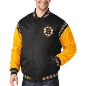 Boston Bruins Enforcer Satin Varsity Blck Jacket