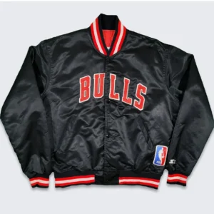 Elevate your fan style with the 80's Chicago Bulls Black Bomber Jacket. Crafted in classic black, this bomber jacket pays homage to the iconic era of the Chicago Bulls, Elevate your fan style with the 80's Chicago Bulls Black Bomber Jacket. Crafted in classic black, this bomber jacket pays homage to the iconic era of the Chicago Bulls,